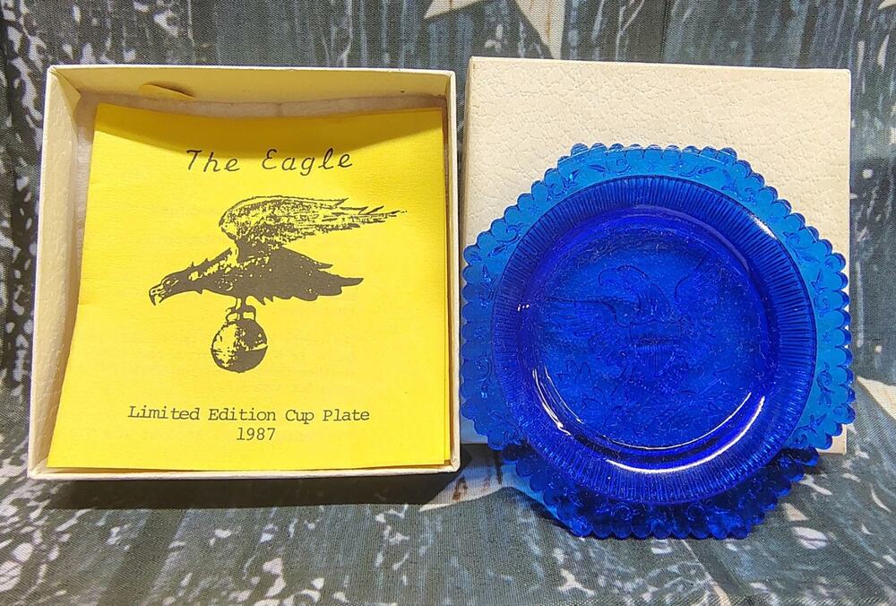 Vintage PAIRPOINT GLASS CUP PLATE w/ Box Federal Eagle
